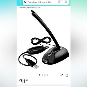 New! Insignia USB Microphone. Never used. Black.